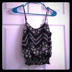 Black floral crop top